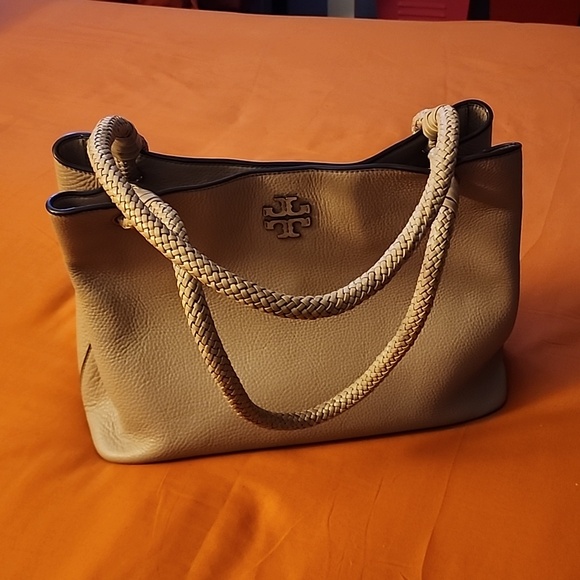 Authentic Tory Burch gray leather bag. - Picture 1 of 7